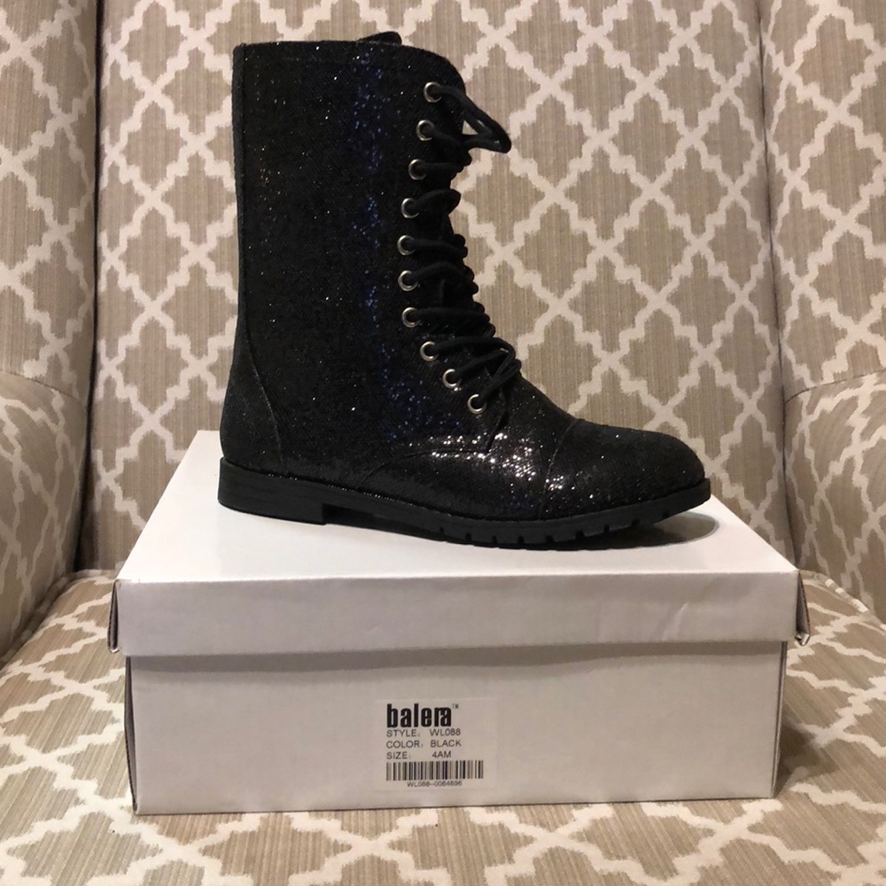 Balera black glitter high top shoes size 4